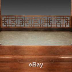 Rare Antique Chinese Wedding Bed Carved Rosewood Mirror Furniture China 19th C
