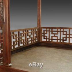 Rare Antique Chinese Wedding Bed Carved Rosewood Mirror Furniture China 19th C