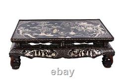 Rare Chinese Antique Lacquer Mother of Pearl Inlaid Kang Table, Qing dynasty (1)