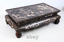 Rare Chinese Antique Lacquer Mother of Pearl Inlaid Kang Table, Qing dynasty (1)