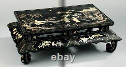 Rare Chinese Antique Lacquer Mother of Pearl Inlaid Kang Table, Qing dynasty (1)