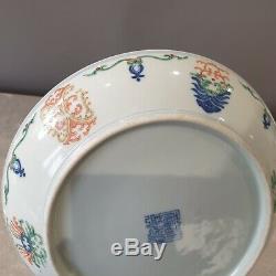 Rare Chinese Doucai Honeysuckle Dish Daoguang Mark & Of The Period (1821-1850)