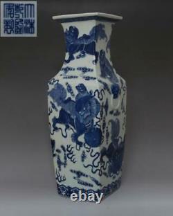 Rare Chinese Old Blue And White Porcelain Vase With Qianlong Marked 42cm (664)