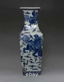 Rare Chinese Old Blue And White Porcelain Vase With Qianlong Marked 42cm (664)