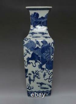 Rare Chinese Old Blue And White Porcelain Vase With Qianlong Marked 42cm (664)