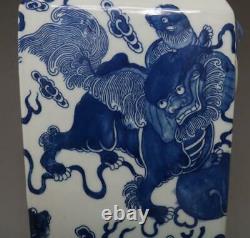 Rare Chinese Old Blue And White Porcelain Vase With Qianlong Marked 42cm (664)