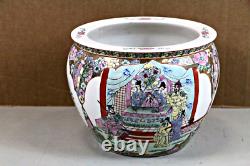 Rare Chinese Qianlong Gold Famille Rose Porcelain Fish Bowl Chien Lung Mark Old