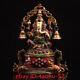 Rare Chinese Antiques Tibet Temple Pure Copper Inlaid Gem God Of Wealth Statue