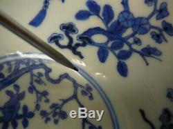 Rare pair Chinese porcelain blue white bowls Guangxu mark and period late 19thC