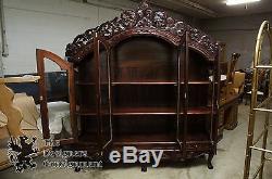 Rosewood Carved Chinese Chippendale China Cabinet Ball Claw Asian Bookcase Curio