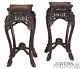 Swc-pair Of Carved Chinese Stands With Marble Insets 1890