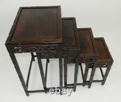 Set Of Antique Chinese Carved Rosewood Nested Tables