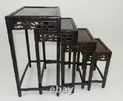 Set Of Antique Chinese Carved Rosewood Nested Tables