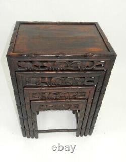 Set Of Antique Chinese Carved Rosewood Nested Tables