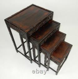 Set Of Antique Chinese Carved Rosewood Nested Tables