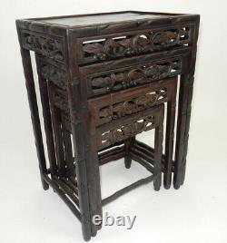 Set Of Antique Chinese Carved Rosewood Nested Tables