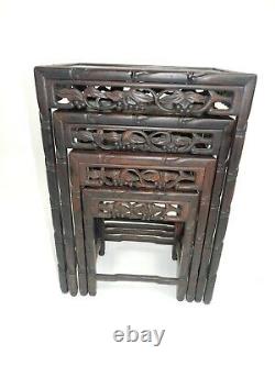 Set Of Antique Chinese Carved Rosewood Nested Tables