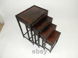 Set Of Antique Chinese Carved Rosewood Nested Tables