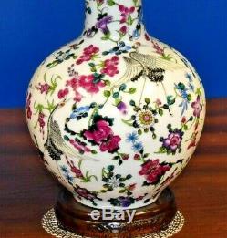 Small Pair Of 22 Chinese Porcelain Vase Lamps-asian-oriental-cloisonne Style