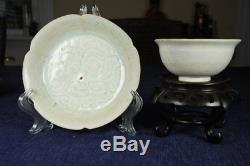 Song/yuan Set Of Chinese Floral And Lobed Qingbai Dish And Bowl