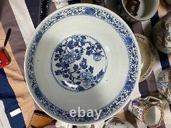 Superb 14 Large Antique Chinese Daoguang Blue And White Bowl