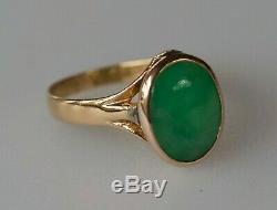 Superb Antique 18k Solid Gold Imperial Jadeite/Jade Ring Chinese Early 20c 3.3g