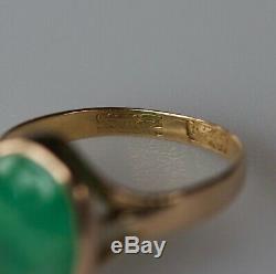 Superb Antique 18k Solid Gold Imperial Jadeite/Jade Ring Chinese Early 20c 3.3g