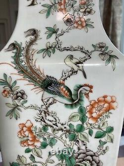 Superb Pair Of Antique Chinese Famille Verte Square Vases. Marked Wanli