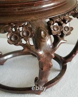 Superb Rare Chinese Antique Carved Floral Wood Stand For Fish Bowl/vase/statute