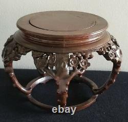 Superb Rare Chinese Antique Carved Floral Wood Stand For Fish Bowl/vase/statute