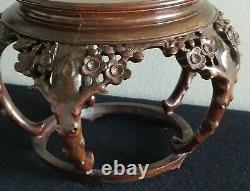 Superb Rare Chinese Antique Carved Floral Wood Stand For Fish Bowl/vase/statute