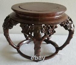 Superb Rare Chinese Antique Carved Floral Wood Stand For Fish Bowl/vase/statute