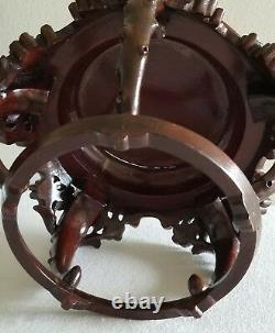 Superb Rare Chinese Antique Carved Floral Wood Stand For Fish Bowl/vase/statute