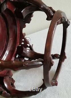 Superb Rare Chinese Antique Carved Floral Wood Stand For Fish Bowl/vase/statute