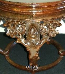 Superb Rare Chinese Antique Carved Floral Wood Stand For Fish Bowl/vase/statute