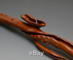 Superb Vintage Chinese Boxwood Huangyang Finely Carved Lingzhi Ruyi Scepter 19