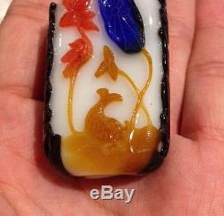 TOP Antique Chinese Peking Glass Snuff Bottle RARE Five Colors Coral Jade Pearl