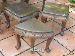 VINTAGE 50s MAJESTIC Co CHINESE OPENWORK CARVED ROSEWOOD TABLE & STOOL