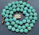 Vintage Chinese 30g Carved Turquoise 7-8mm Shou Bead Necklace 18