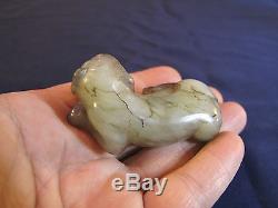 Very Fine Antique Chinese Green Nephrite Jade Dog/Tiger