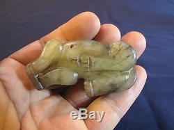 Very Fine Antique Chinese Green Nephrite Jade Dog/Tiger