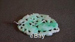 Very Fine Chinese Ming Dynasty Apple Green Jade Pendant High Quality Detail