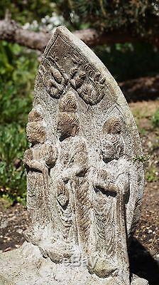 Very Fine Chinese Qing Dynasty Granite Stone 3 Buddha Figure Statue Plaque