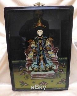 Very Fine Estate Found Vintage Chinese Men Reverse Glass Paintings (Framed)