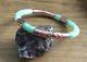 Very Rare Antique Victorian Chinese Real Apple Jade & Rose Gold Bangle