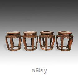 Very Rare Chinese Fine Pair Huanghuali Demilune Tables & Four Stools Hubei China