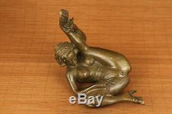 Very big copper hand carved girl statue collectable