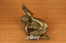 Very big copper hand carved girl statue collectable