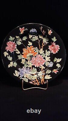 Vint/Antique Chinese Export Enameled Porcelain Plate Peonies, Marked, 10 1/2