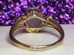 Vintage 14k Gold Lavender Jade Jadeite Diamond Ring Designer Signed Kn Chinese